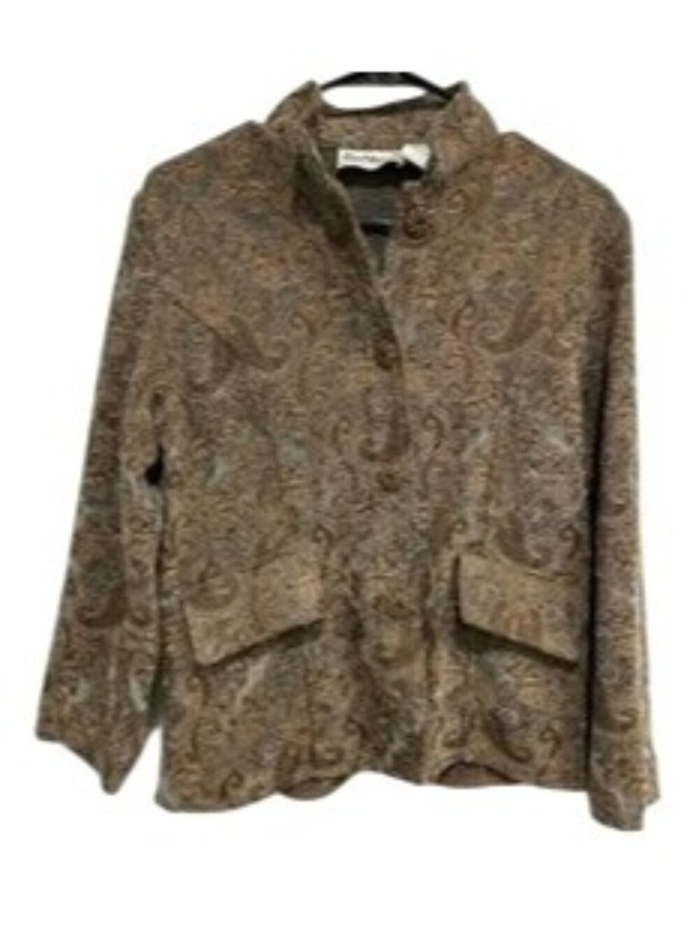 Flashback Small Paisley Button Front Earth Tone Lightweight Jacket Boho Vintage
